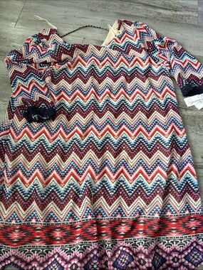 LuLaRoe Zigzag Midi Dress — Pink, Blue, Purple, Red, Cream